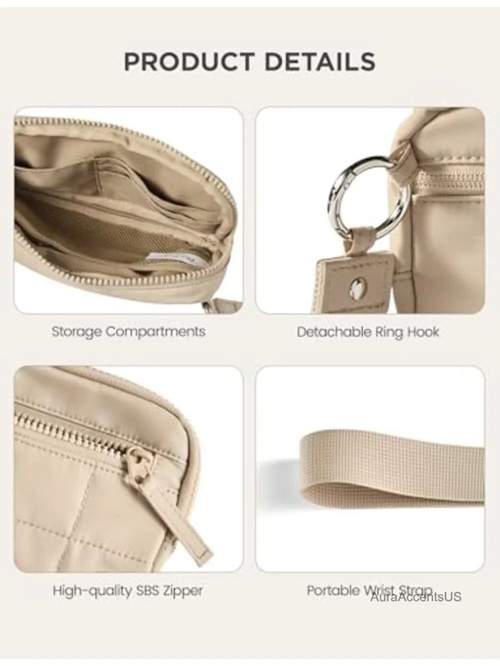 Quilted Zipper Wristlet Wallet with RFID Blocking, Small Card Holder